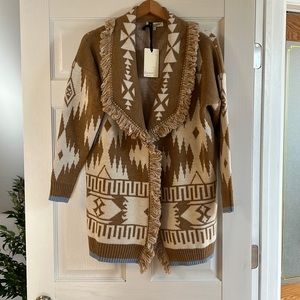 Cocogio Made in Italy Aztec tribal boho open cardigan sweater